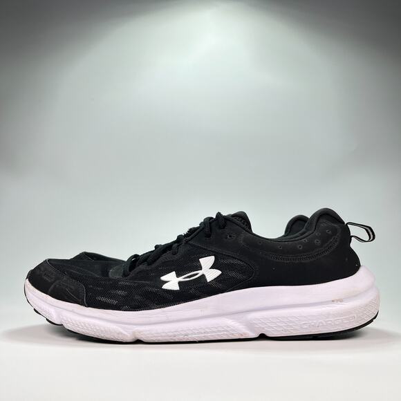 Under Armour Charged Assert 10 Black White Running Shoes 3026175-001 Men's Sz 14 - Picture 4 of 10
